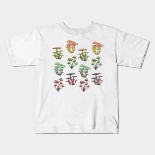 Rainbow Mushroom Gradient Print || Black Background Kids T-Shirt